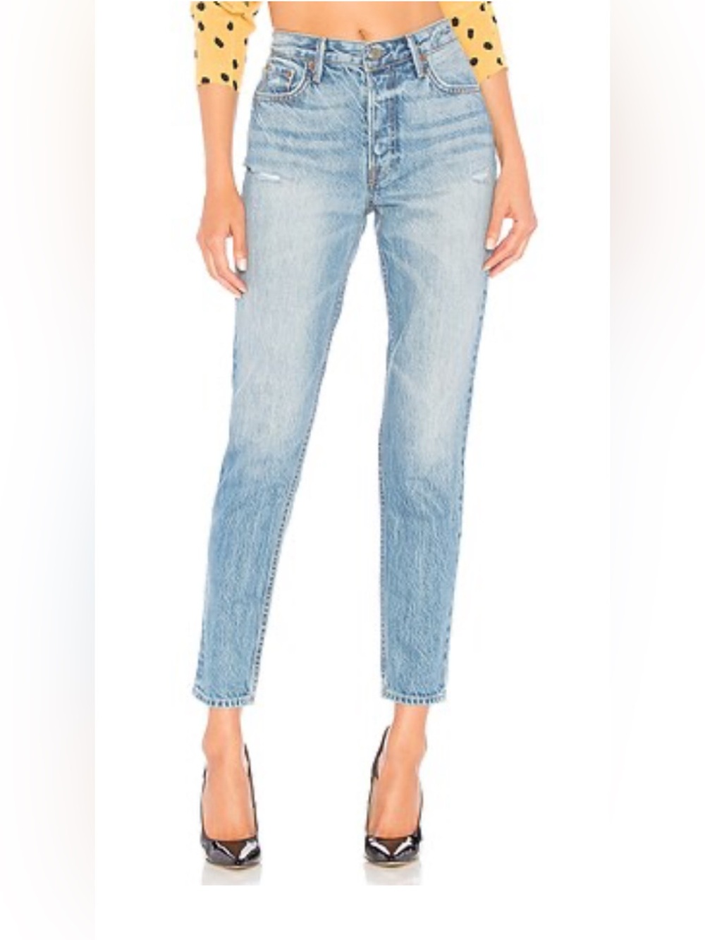 GRLFRND Kiara Mid-Rise Straight Domenico Light Blue 100%Cotton Denim Jeans